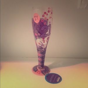 Handpainted 21st Birthday glass